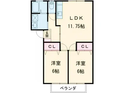 ラ・メゾン黒髪III(2LDK/1階)の間取り写真