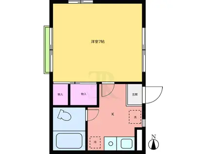 コーポ松山II(1K/2階)の間取り写真