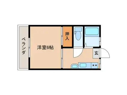 山口コーポA棟・B棟(1K/2階)の間取り写真