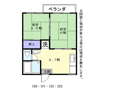 平原ハイツ(2K/1階)の間取り写真