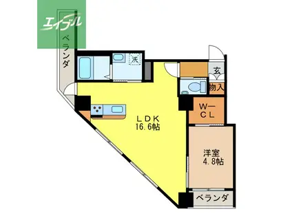 LAHAINA(1LDK/4階)の間取り写真