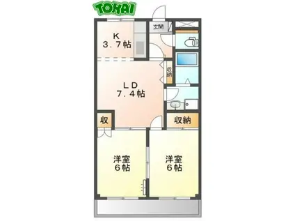 グリーンシャトー(2LDK/1階)の間取り写真