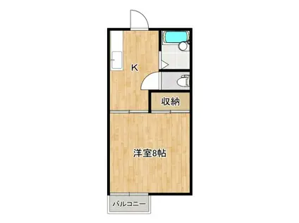 グリーンフラッツ(1K/2階)の間取り写真