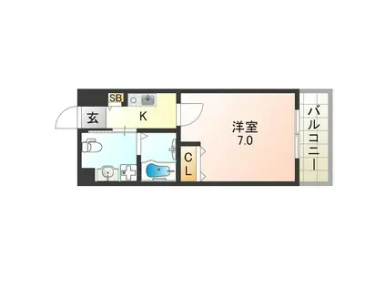 エクセル杭全(1K/3階)の間取り写真