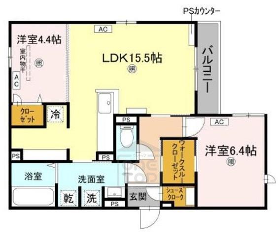 クラシスト千里丘上(2LDK/3階)の間取り写真