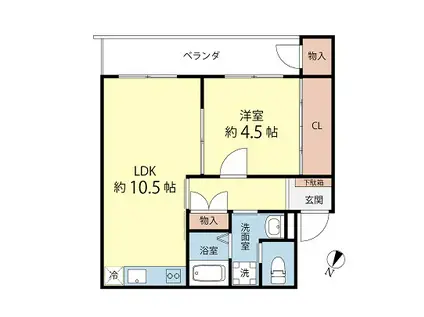 コーポ中央(1LDK/1階)の間取り写真