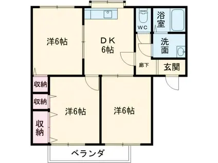 JR鹿児島本線 南荒尾駅 徒歩16分 2階建 築26年(3DK/2階)の間取り写真
