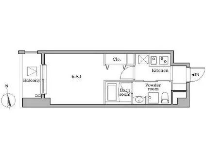 レジディア蒲田II(1K/12階)の間取り写真