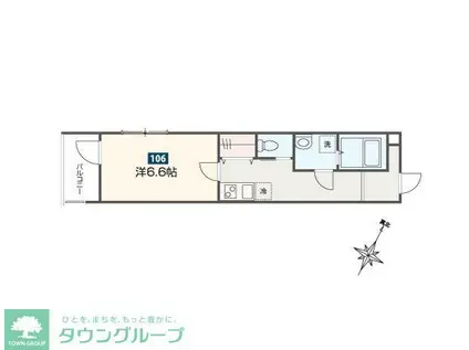 MELDIA福生III(1K/1階)の間取り写真