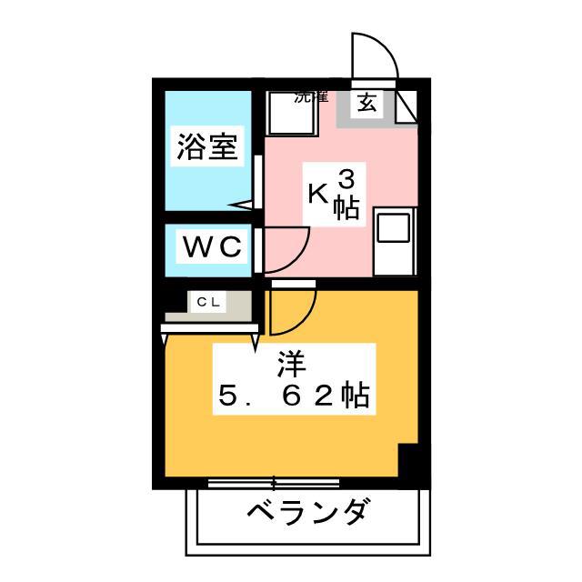 デルフィーノ(1K/1階)の間取り写真
