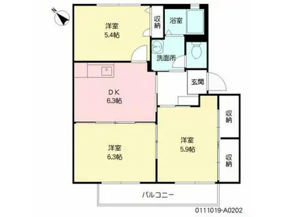 シャーメゾンK(3DK/2階)の間取り写真