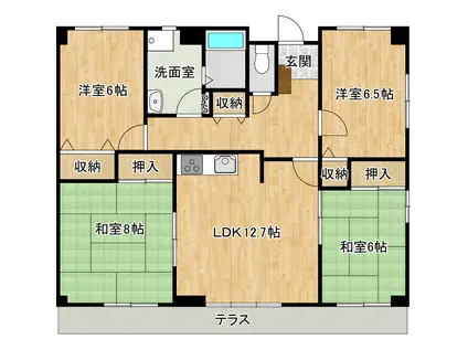 セクレジデンスIII(4LDK/1階)の間取り写真