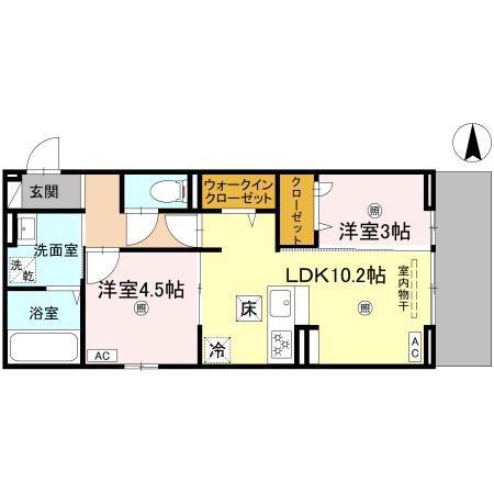 BRANSIA瀬田(2LDK/1階)の間取り写真