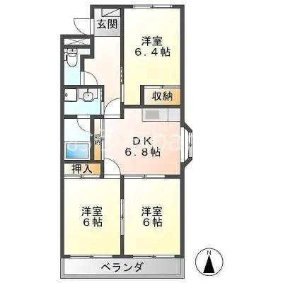 コンフォースMK(3DK/2階)の間取り写真
