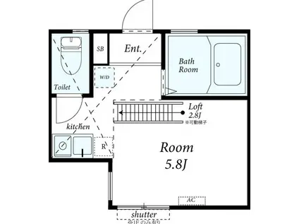 G・Aヒルズ白楽II(ワンルーム/2階)の間取り写真