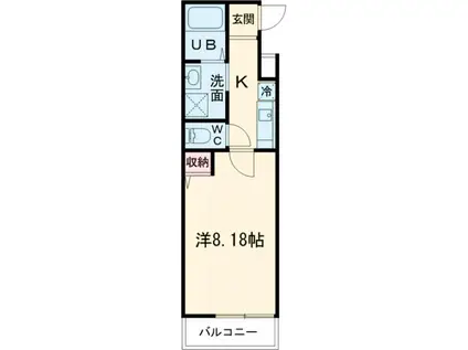 フラッティ谷口園町(1K/2階)の間取り写真