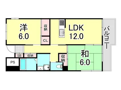 CASAベラヴィスタ福田(2LDK/4階)の間取り写真