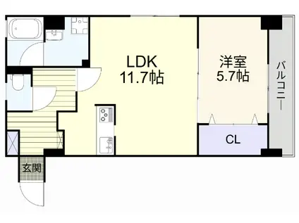 ルポ田原24(1LDK/3階)の間取り写真
