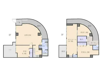 広島電鉄本線 観音町駅(広島) 徒歩3分 3階建 築43年(4LDK/2階)の間取り写真