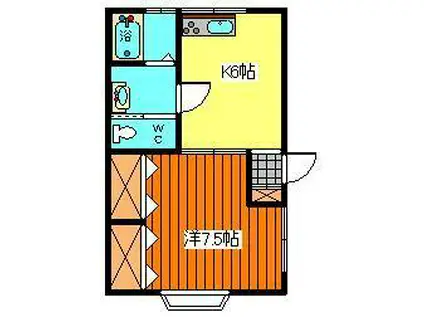 アーバンティ碇(1DK/1階)の間取り写真