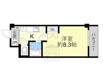 シャンヴェルジェ豊中Ⅰ(1K/1階)の間取り写真