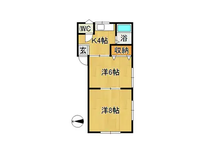 ハニーハイツ(2K/1階)の間取り写真