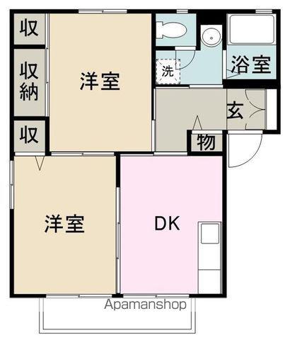 アーバンハイツ中央C(2DK/2階)の間取り写真