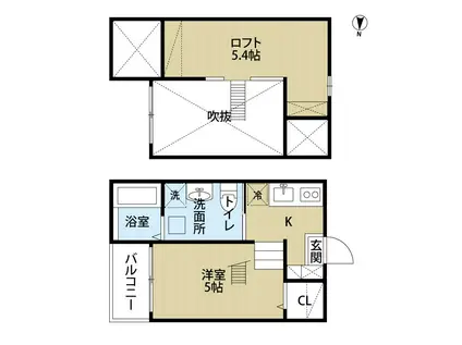 サンクマーレ福住(1K/2階)の間取り写真