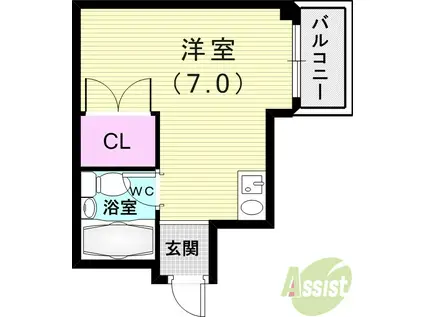 メゾン槻木(ワンルーム/3階)の間取り写真