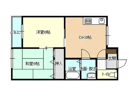 アルカディア(2DK/2階)の間取り写真