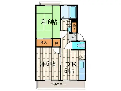 グリーンヒル(2DK/2階)の間取り写真