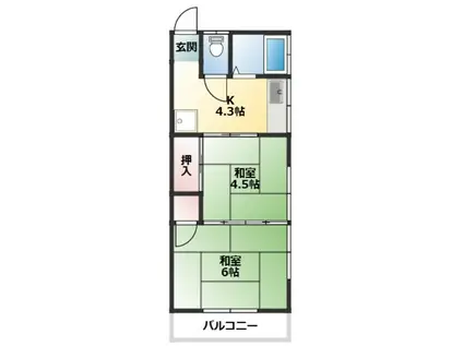 佐々木コーポ(2K/2階)の間取り写真