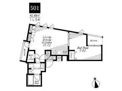 ビバリーホームズ阿佐谷北(1LDK/5階)の間取り写真