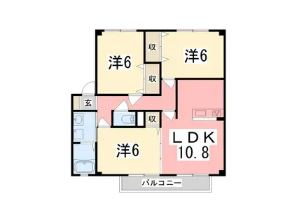 スカイピアA(3LDK/2階)の間取り写真