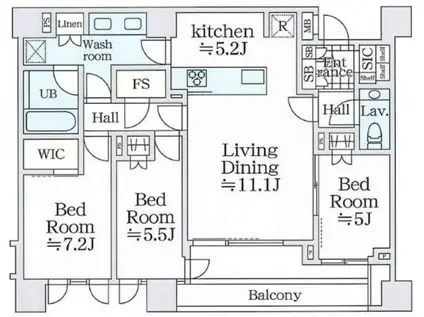 ザ・パークハウス千代田六番町(3LDK/5階)の間取り写真