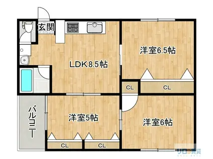 リバーコート(3DK/2階)の間取り写真