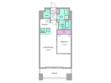 レジディア芝大門II(1LDK/4階)の間取り写真