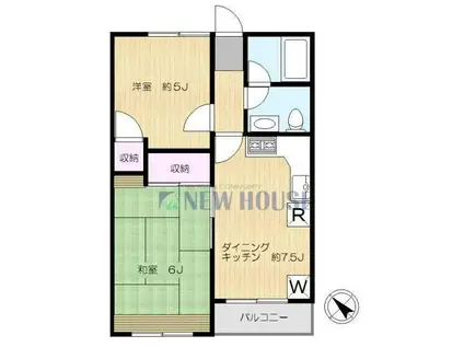 アミティヒル(2DK/2階)の間取り写真