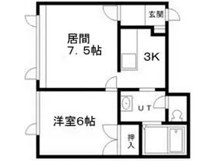 タウンズ豊岡(1DK/2階)の間取り写真