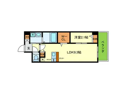 ONLYONE伊丹千僧(1LDK/3階)の間取り写真