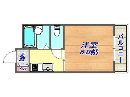 六甲アサヒ(1K/3階)の間取り写真