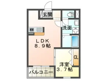 FSTYLE藤井寺道明寺1号館(1LDK/2階)の間取り写真