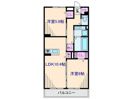 イースト GARDEN 綱島(2LDK/3階)の間取り写真