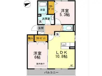 ボナール(2LDK/2階)の間取り写真