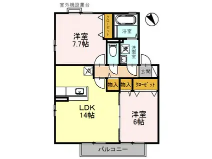 ハートランドIII棟(2LDK/2階)の間取り写真