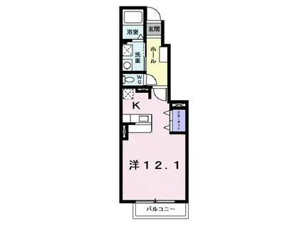 モンプーカ28(ワンルーム/1階)の間取り写真