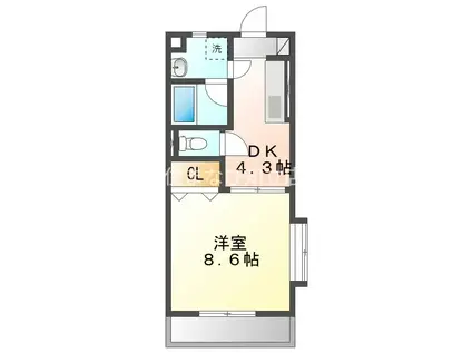 メゾン ド ミルフィーユ(1DK/1階)の間取り写真