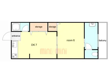 北伊丹ハウス(1DK/1階)の間取り写真