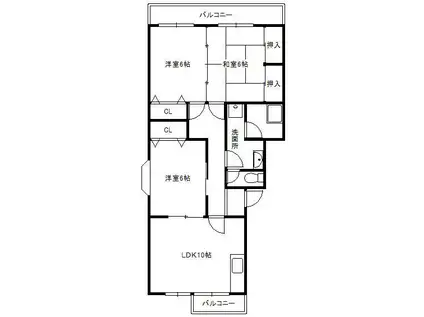 長与ステーションハイツ吉村(3LDK/3階)の間取り写真