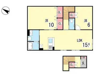 フローラ住吉(2LDK/2階)の間取り写真